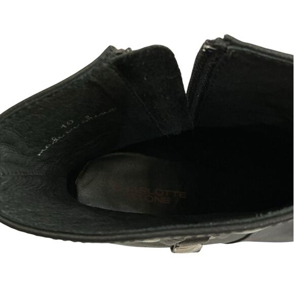 Charlotte Stone Pansy Black Leather Platform Boots Size 10 Rare Sold Out - Picture 9 of 10